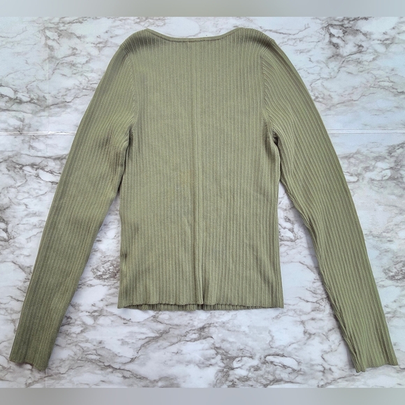 Express Olive Green Ribbed Fitted Sweater - Picture 6 of 8